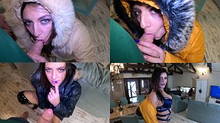 MILF tries on the jacket for