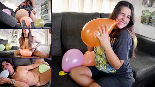 Metal girl pop all balloons
